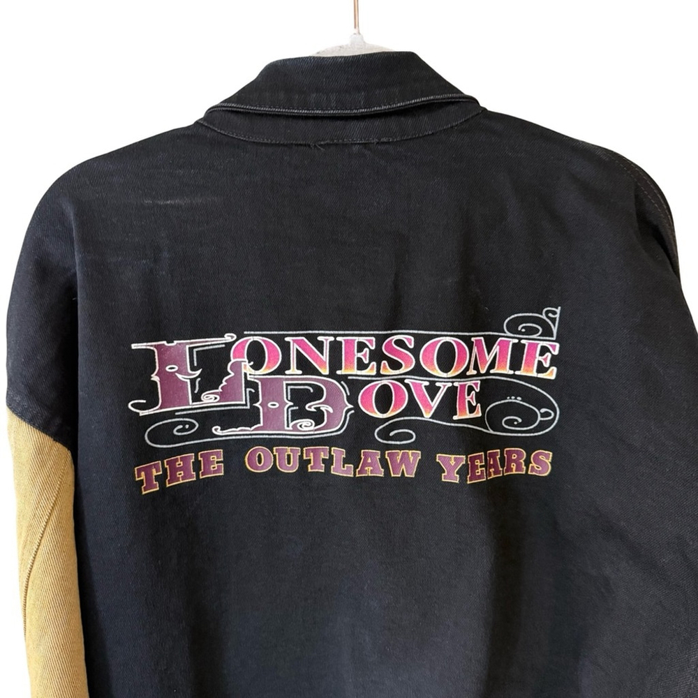 Vintage 90s Lonesome Dove The Outlaw Years Black &Tan Denim Crew Jacket Size M - Picture 15 of 16